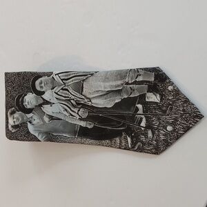 Ralph Marlin Black and White Novelty Tie 3 Stooges Golfing Tie  Sz.57'